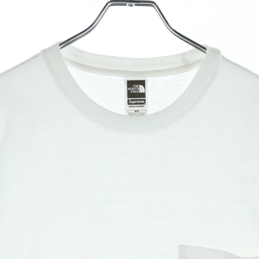 SUPREME(シュプリーム) 23SS ×THE NORTH FACE S/S ロゴプリント 胸ポケット 半袖カットソー ホワイト/レッド