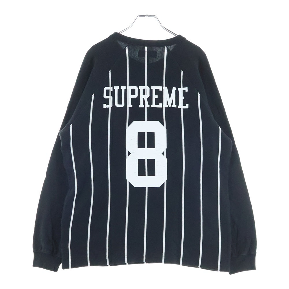 SUPREME(シュプリーム) 24AW STRIPE RAGLAN L/S TOP ストライプ ラグラン バッグプリント 長袖カットソー ブラック/ホワイト