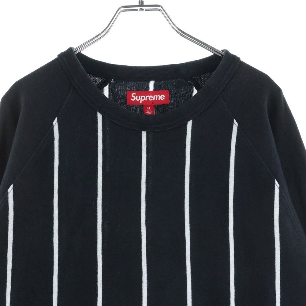 SUPREME(シュプリーム) 24AW STRIPE RAGLAN L/S TOP ストライプ ラグラン バッグプリント 長袖カットソー ブラック/ホワイト