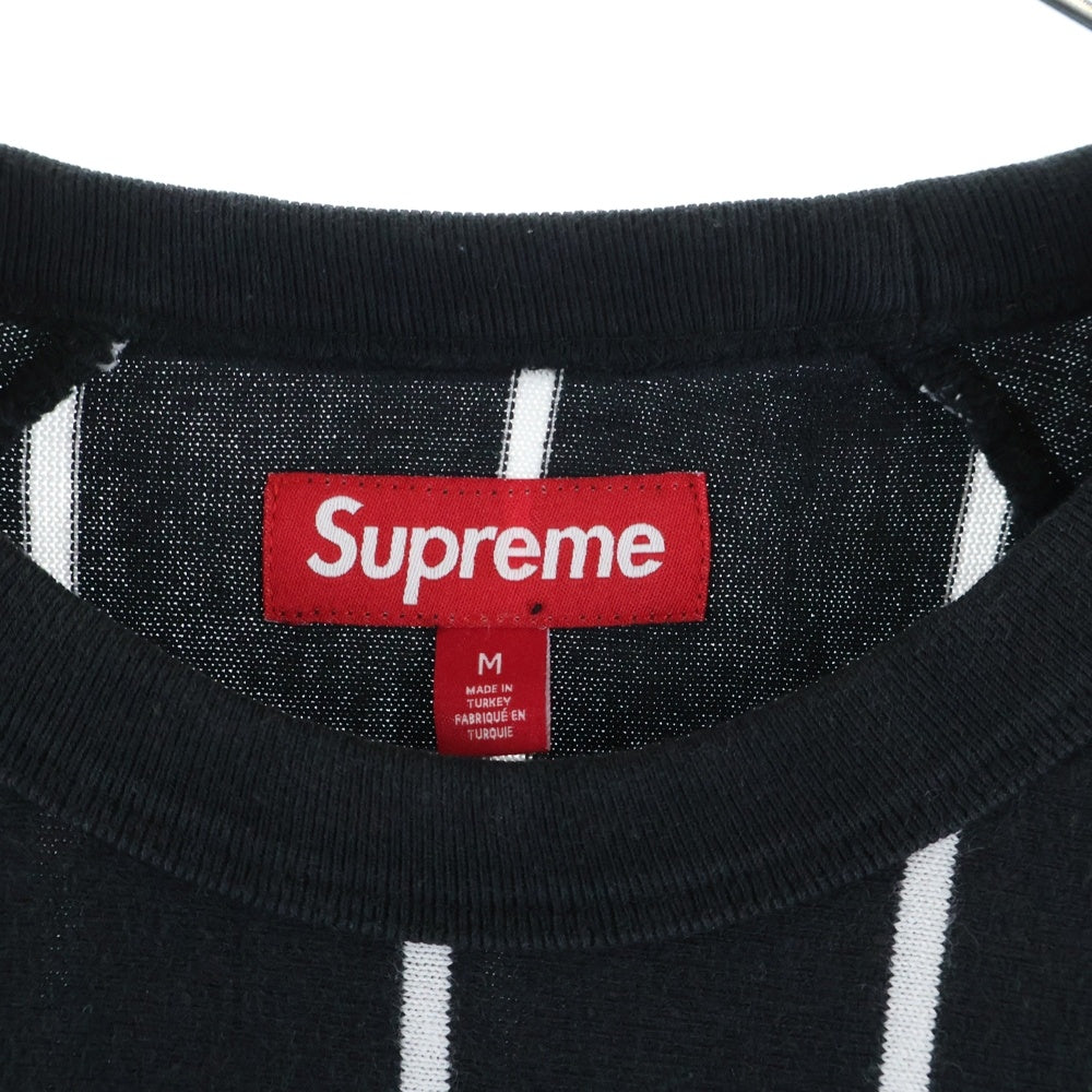 SUPREME(シュプリーム) 24AW STRIPE RAGLAN L/S TOP ストライプ ラグラン バッグプリント 長袖カットソー ブラック/ホワイト
