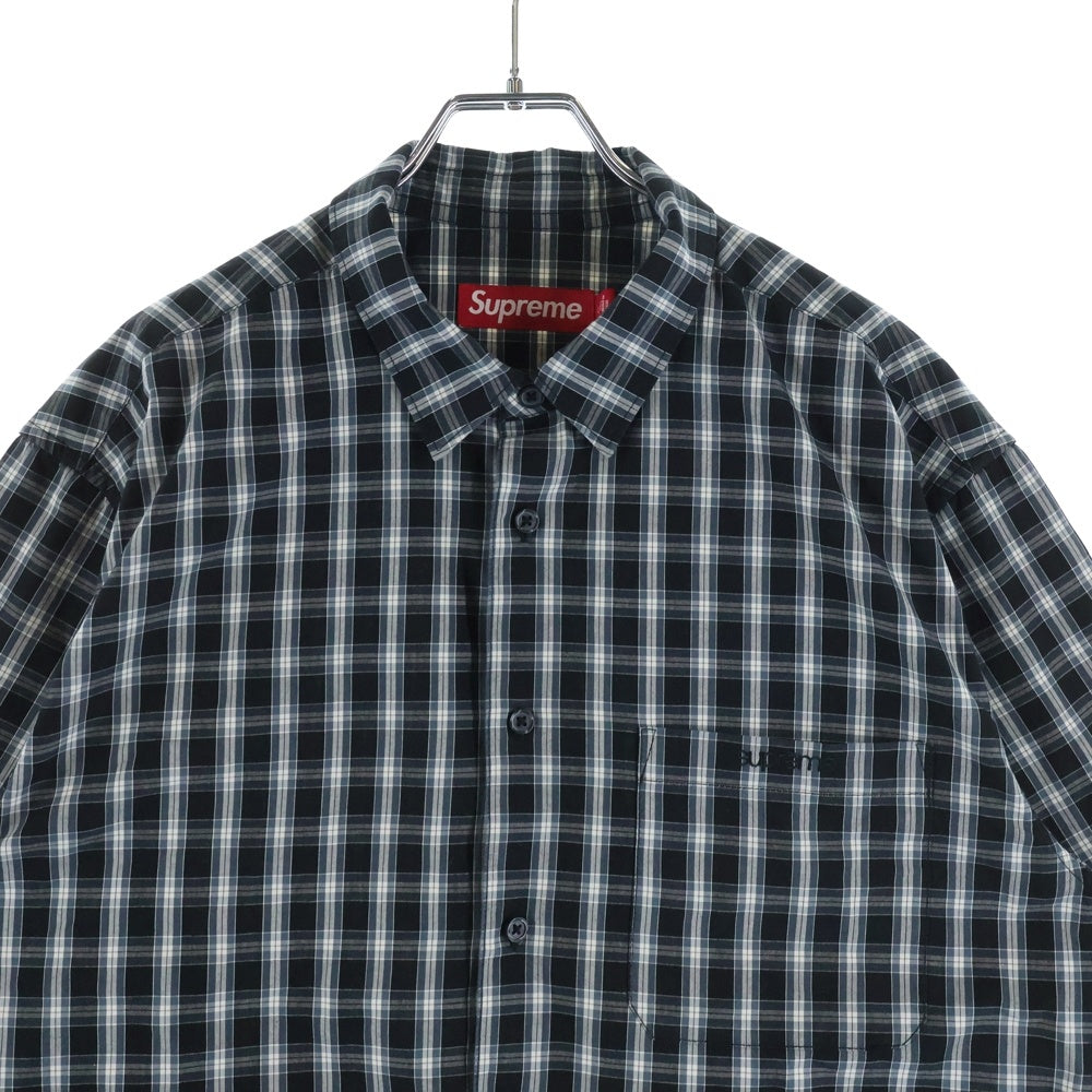 SUPREME(シュプリーム) 25SS MINI PLAID S/S SHIRT チェック柄 胸ポケット 半袖シャツ ブラック/ブルー