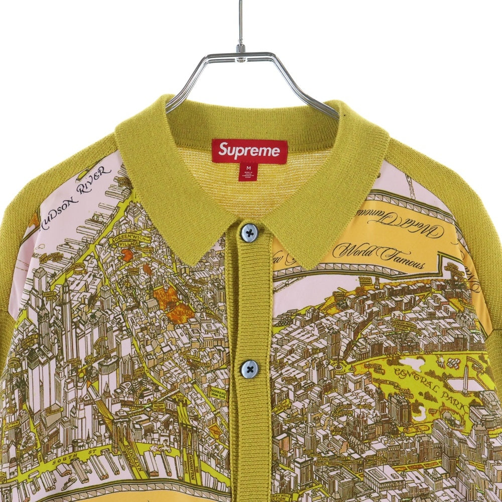 SUPREME(シュプリーム) 23AW SILK MAP CARDIGAN シルクマップカーディガン イエロー/ピンク