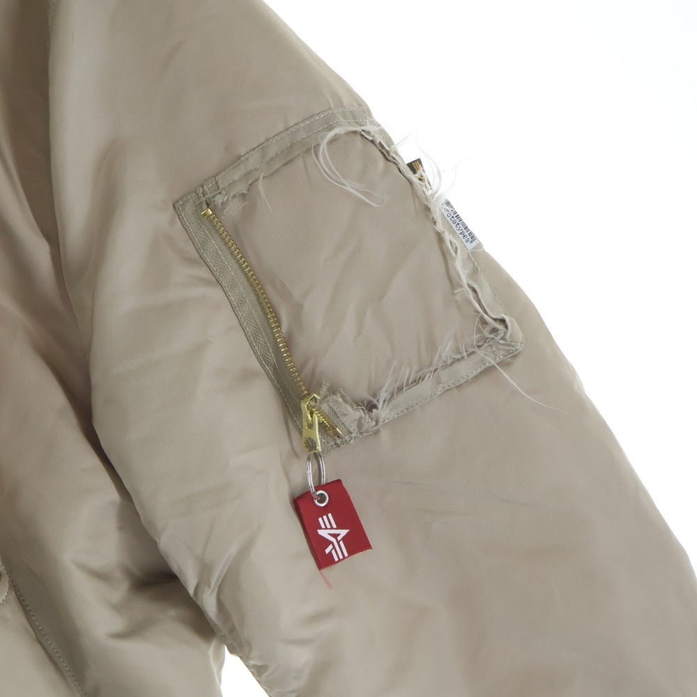 PROTOTYPES(プロトタイプス) 25AW NYLON BOMBER 32PT080W160USSD 32PT080W160USSD バックスプレーロゴ ジップアップボンバージャケット MA-1 ブルゾンジャケット ベージュ