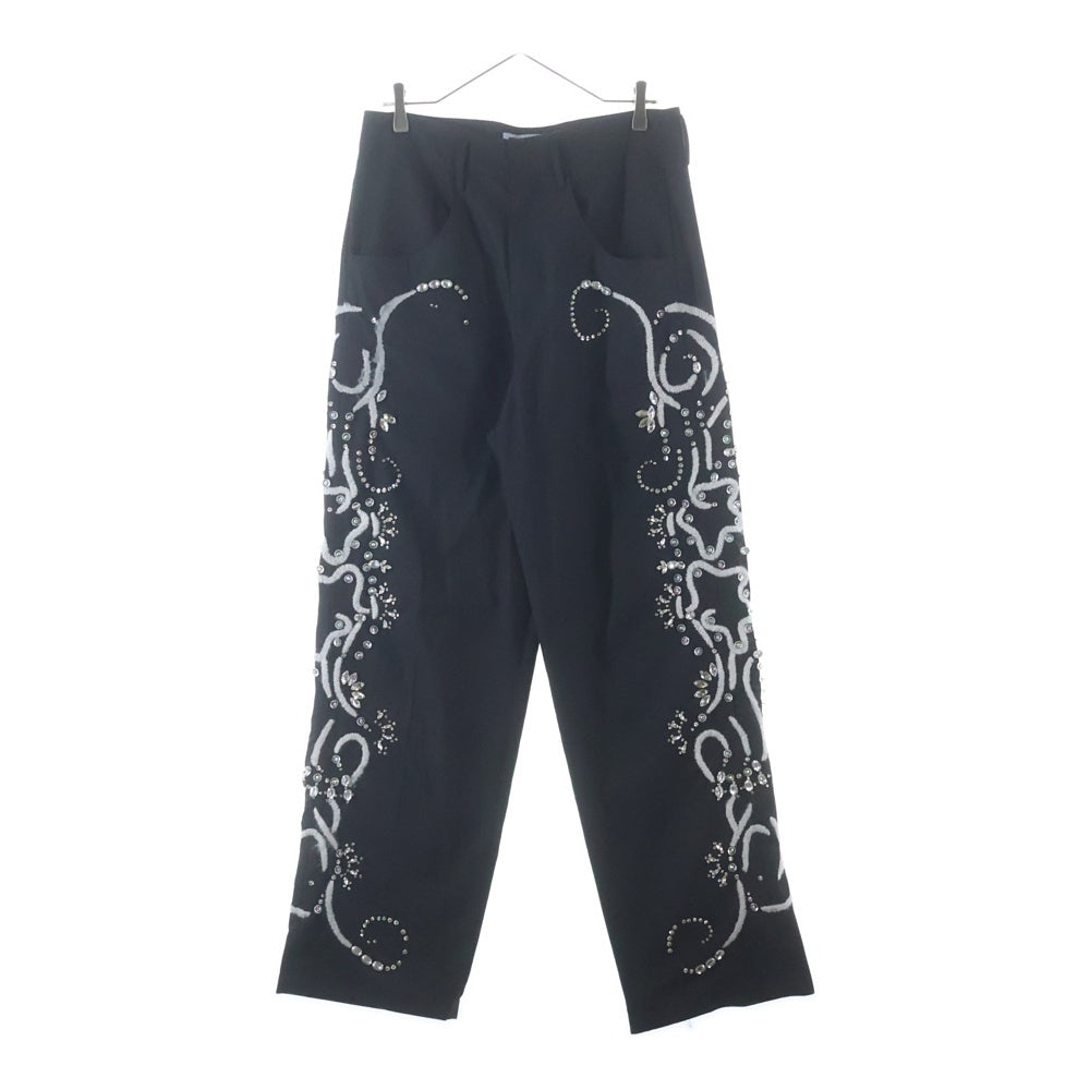 BLUEMARBLE(ブルーマーブル) Embroidered Pants In Wool フロントスタッズデザイン ウールスラックス ブラック