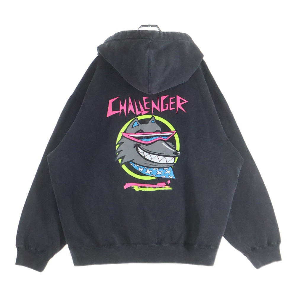 CHALLENGER(チャレンジャー) 25AW NEON WOLF ZIP HOODIE CLG-SW-025-016 ネオンウルフ ジップアップパーカー フーディ ブラック