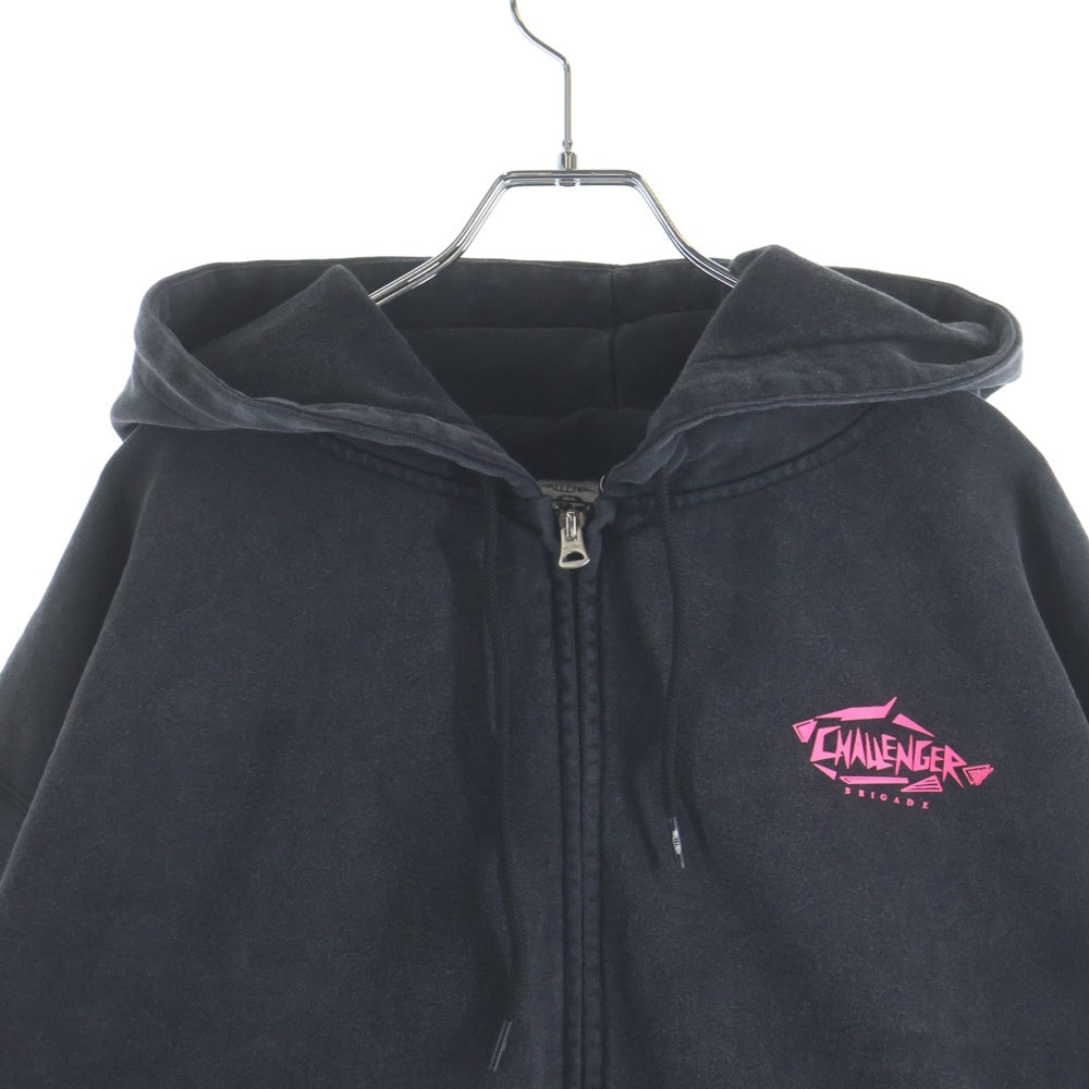 CHALLENGER(チャレンジャー) 25AW NEON WOLF ZIP HOODIE CLG-SW-025-016 ネオンウルフ ジップアップパーカー フーディ ブラック