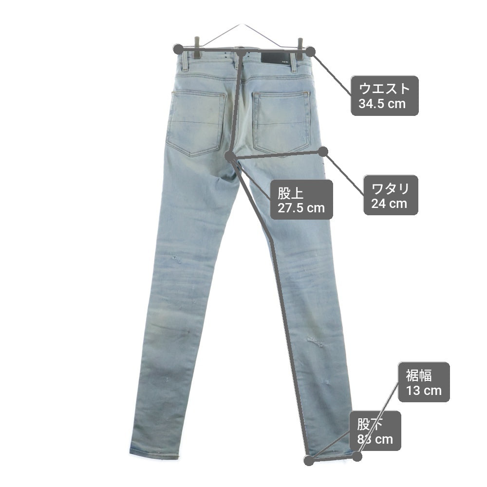AMIRI(アミリ) 19SS Destroyed Tiger Jeans デストロイ加工 タイガー柄 スキニーデニムパンツ ジーンズ インディゴ