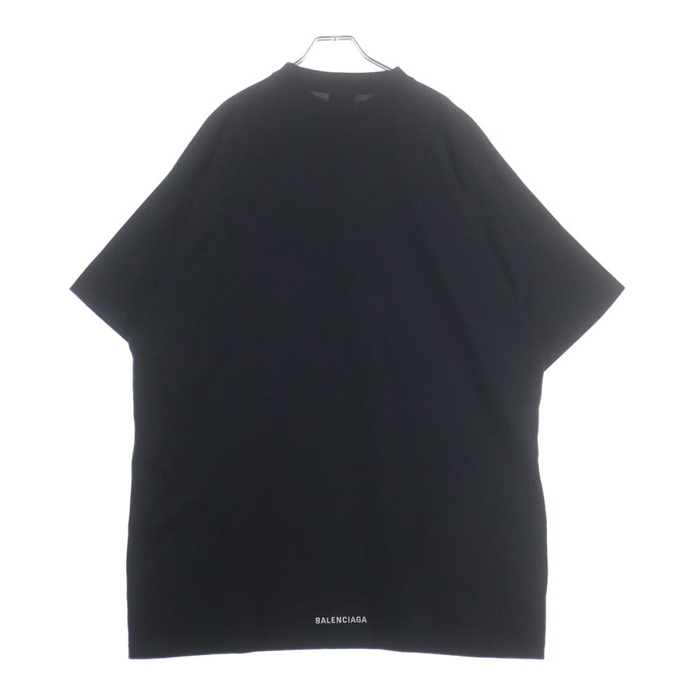 BALENCIAGA(バレンシアガ) 裾ロゴ オーバーサイズ クルーネックス半袖Tシャツカットソー ブラック 712398 TLVF3