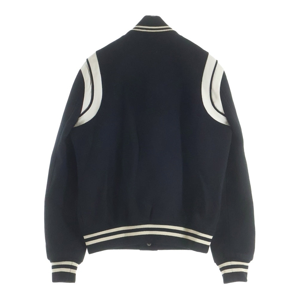 SAINT LAURENT PARIS(サンローランパリ) TEDDY JACKET テディジャケット レザートリムウールスタジアムジャンパー ブルゾン ブラック 354718 Y180W