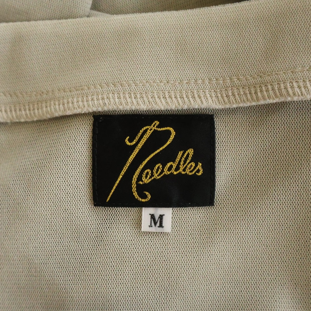 Needles(ニードルス) V Neck Poly Mesh KP243 フロントパピヨンロゴ刺繍 Vネック ポリメッシュカーディガン ベージュ