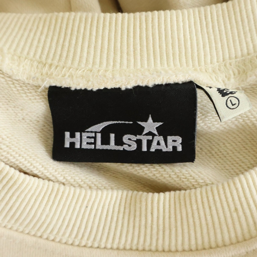 HELLSTAR(ヘルスター) 両面ロゴプリントクルーネック長袖スウェットトレーナー アイボリー