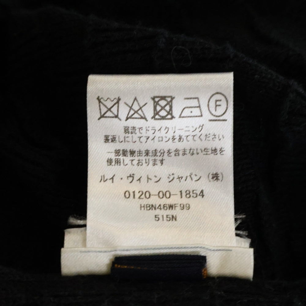 LOUIS VUITTON(ルイヴィトン) 20SS フロントレザーロゴパッチ ダミエ ジップ長袖ニットカーディガン ブラック HBN46WF99