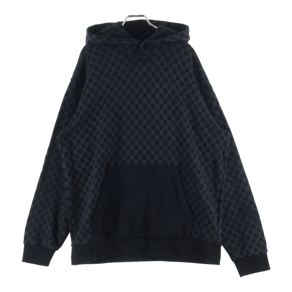 MONCLER(モンクレール) 22AW HOODIE 総柄 プルオーバーパーカー フーディ ブラック H20918G00039 899TX