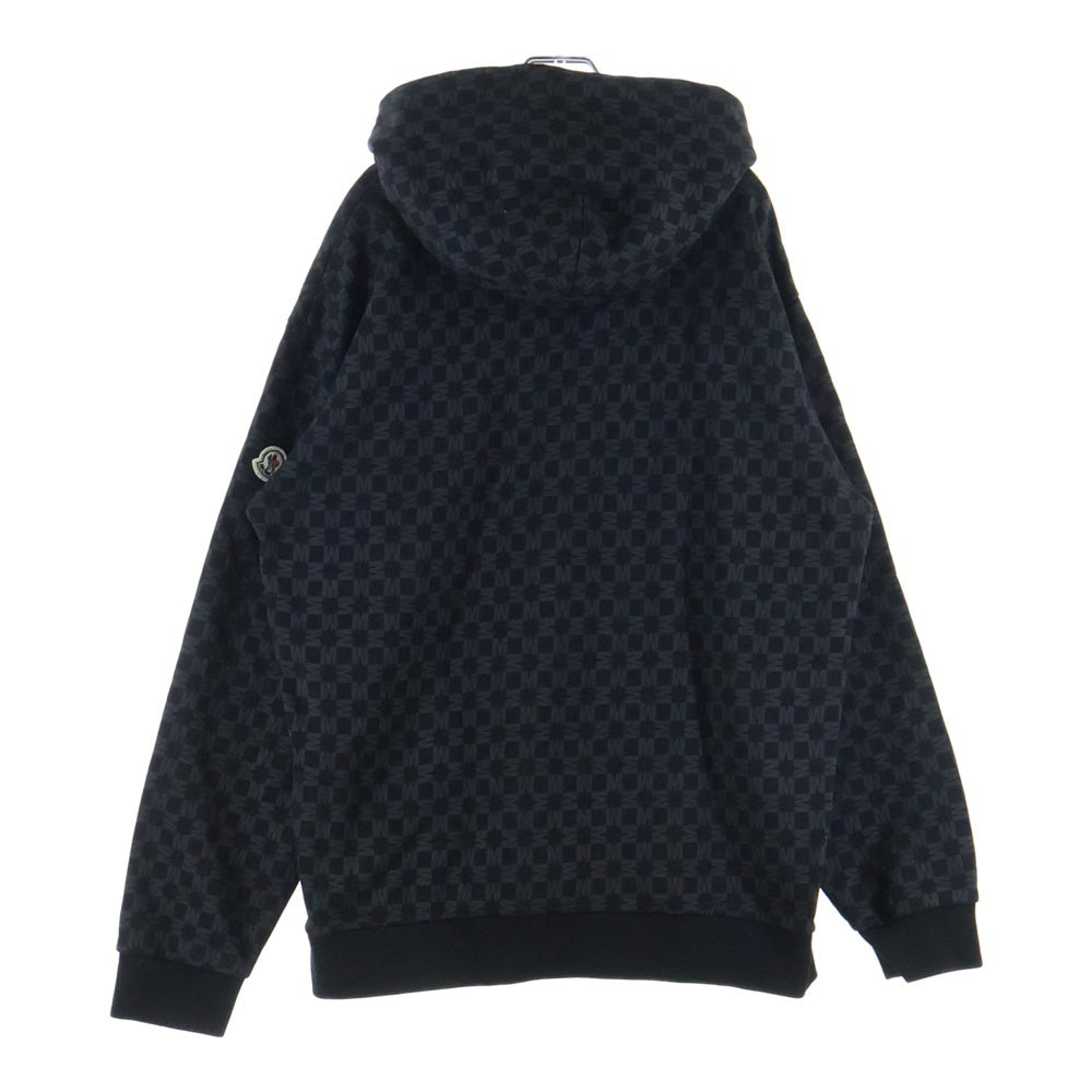 MONCLER(モンクレール) 22AW HOODIE 総柄 プルオーバーパーカー フーディ ブラック H20918G00039 899TX