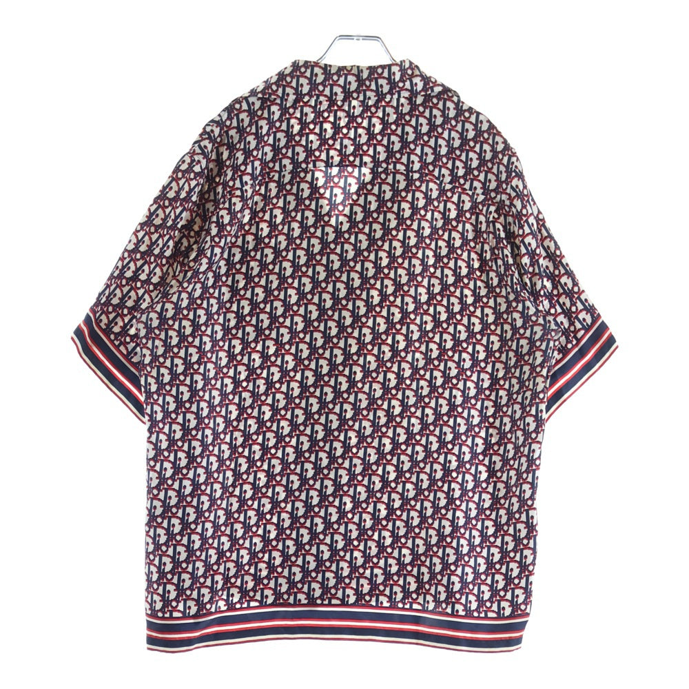 DIOR(ディオール) 20SS Oblique Silk Shirt 013C549A4751 総柄オブリーク ロゴ 半袖ハワイアンシルクシャツ レッド/ネイビー