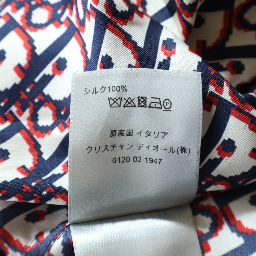 DIOR(ディオール) 20SS Oblique Silk Shirt 013C549A4751 総柄オブリーク ロゴ 半袖ハワイアンシルクシャツ レッド/ネイビー