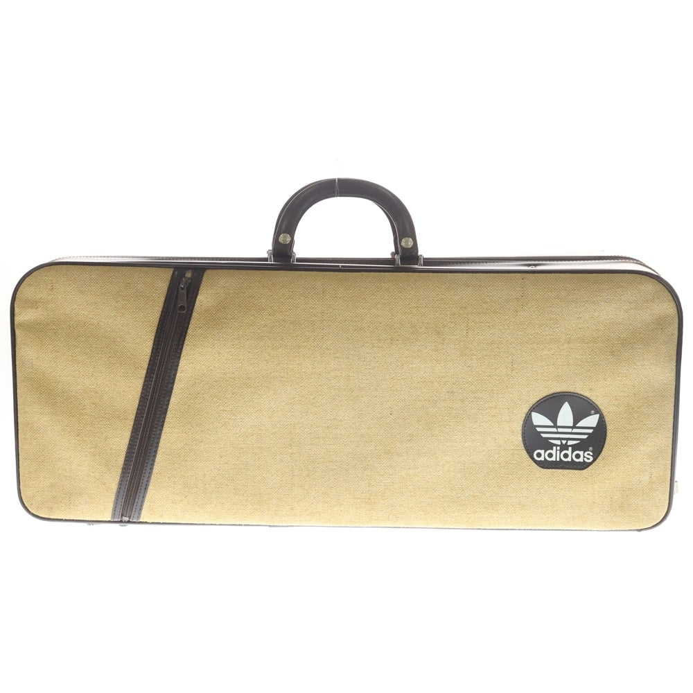 adidas(アディダス) 70-80S VINTAGE Traver Bag フロント トレフォイルロゴ ラケットケース ハンドバッグ ボストンバッグ ブラウン/ベージュ