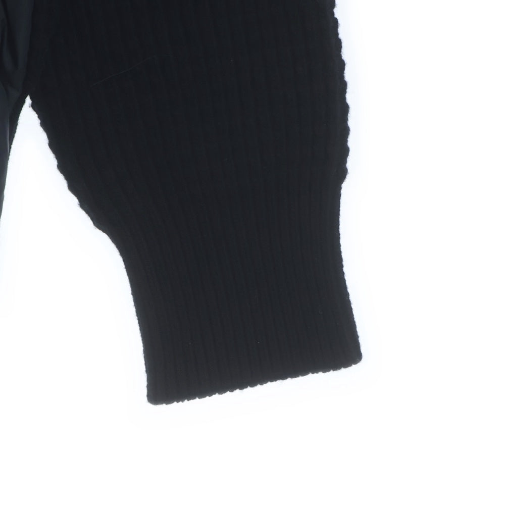 MONCLER(モンクレール) 25AW CARDIGAN TRICOT J20919B00031 ウール カシミヤ混 ジップアップニット切替ダウンジャケット ブラック