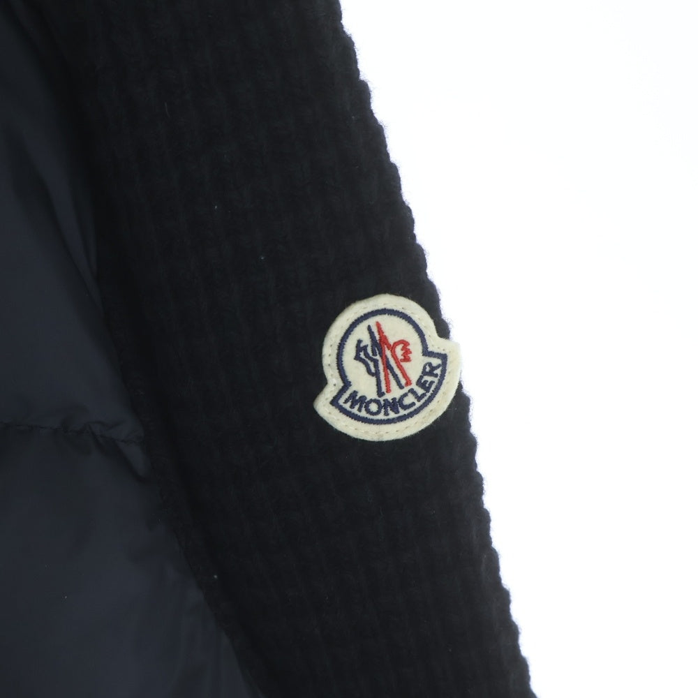MONCLER(モンクレール) 25AW CARDIGAN TRICOT J20919B00031 ウール カシミヤ混 ジップアップニット切替ダウンジャケット ブラック