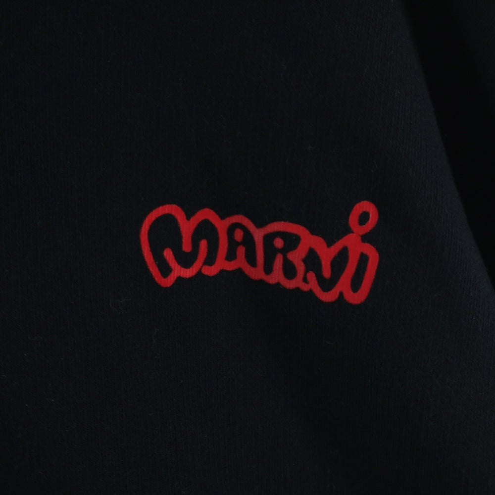 MARNI(マルニ) 25AW Piggy And Logo Print On Sweatshirt FUMU0067PV ピギー アンド バックロゴプリント プルオーバーパーカー フーディ ブラック