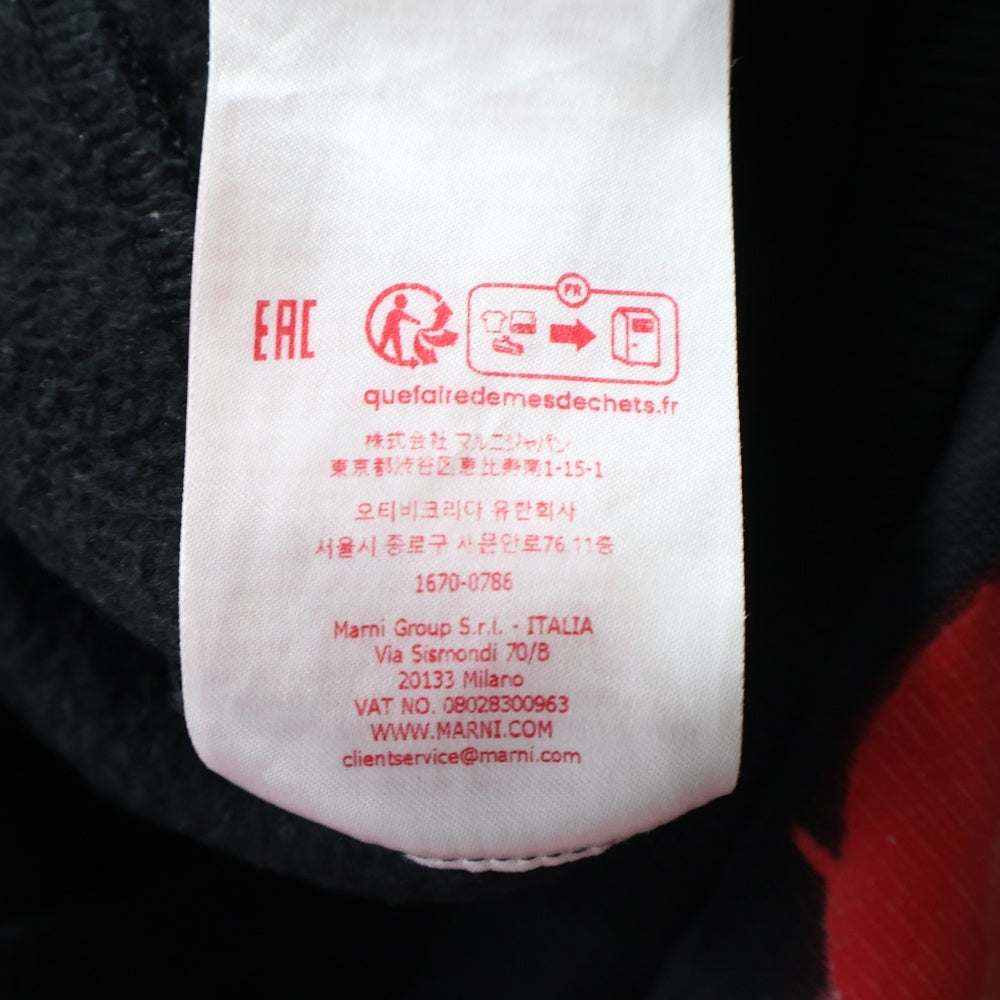 MARNI(マルニ) 25AW Piggy And Logo Print On Sweatshirt FUMU0067PV ピギー アンド バックロゴプリント プルオーバーパーカー フーディ ブラック