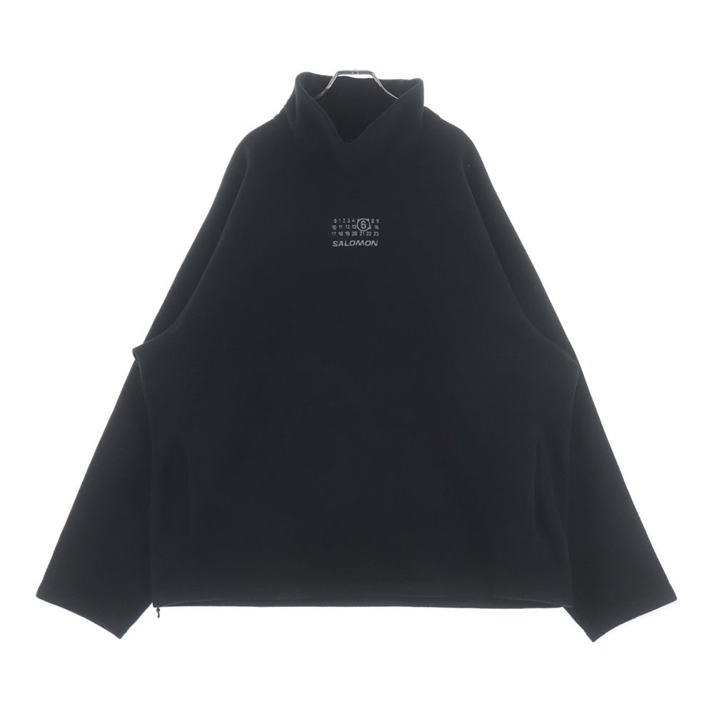 MM6 Maison Margiela(エムエムシックスメゾンマルジェラ) 25AW ×SALOMON Washed Long-sleeved Top SH0NH0019 サロモン ウォッシュド タートルネック フロントロゴ刺繍フリーススウェットトレーナー