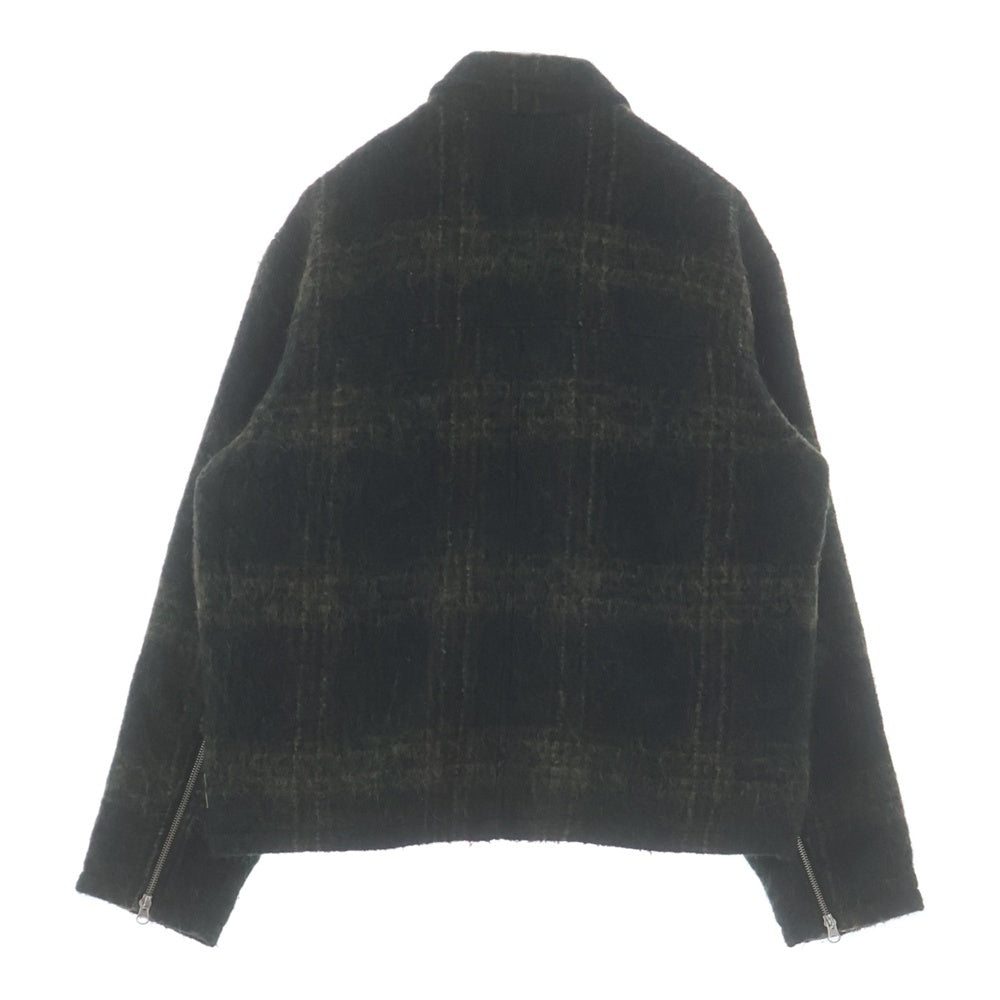 STUSSY(ステューシー) 23AW MOHAIR CLUB JACKE モヘア クラブ チェック柄ジップアップウールジャケット ブルゾンジャケット グリーン 115731