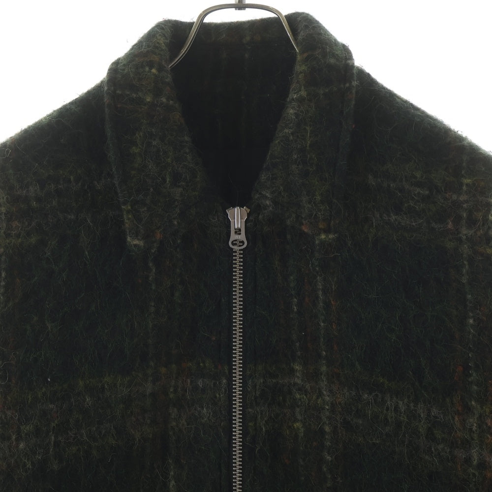 STUSSY(ステューシー) 23AW MOHAIR CLUB JACKE モヘア クラブ チェック柄ジップアップウールジャケット ブルゾンジャケット グリーン 115731