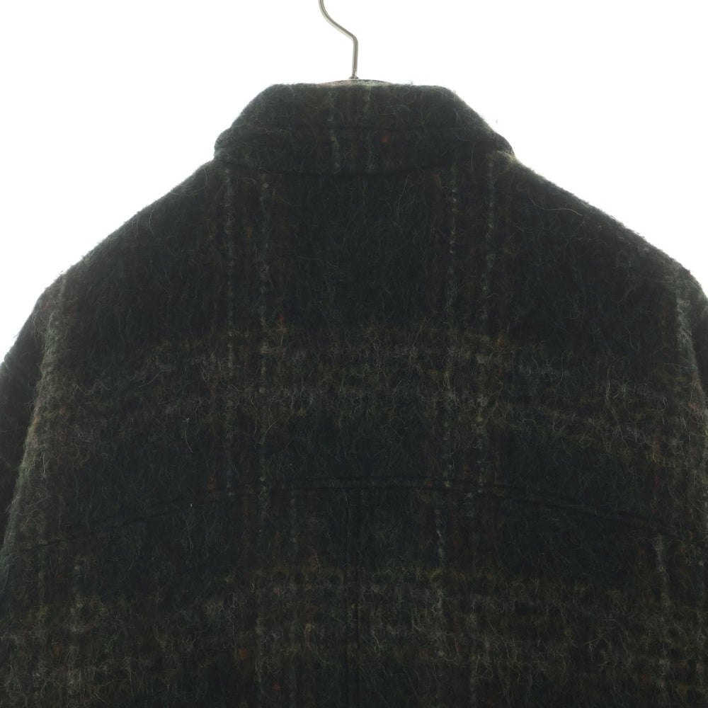 STUSSY(ステューシー) 23AW MOHAIR CLUB JACKE モヘア クラブ チェック柄ジップアップウールジャケット ブルゾンジャケット グリーン 115731