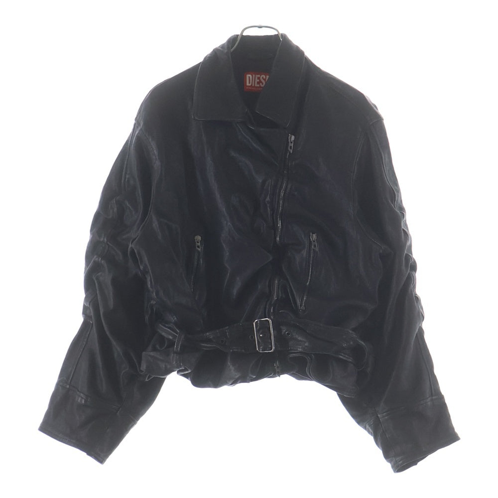 DIESEL(ディーゼル) L-OYS GIACCA ラムレザー クロップドライダースジャケット ブラック レディース A20741