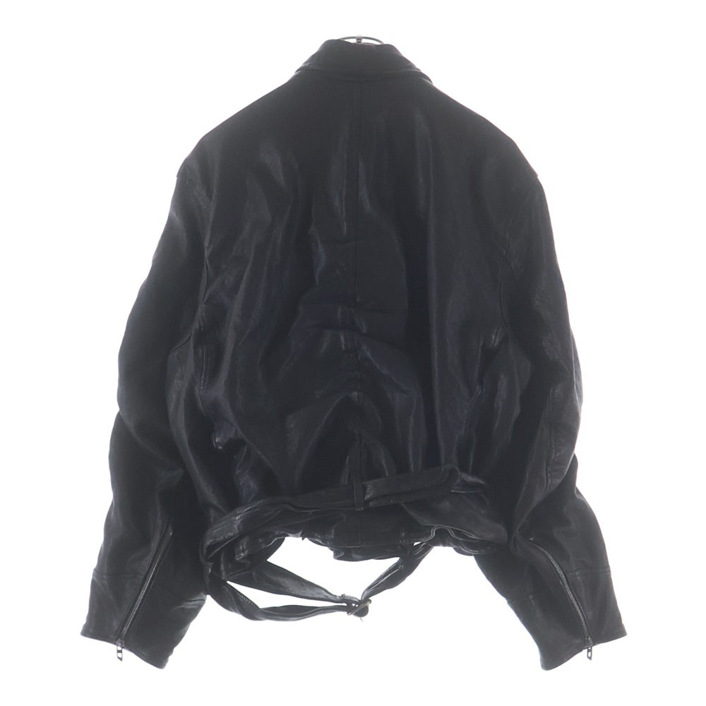 DIESEL(ディーゼル) L-OYS GIACCA ラムレザー クロップドライダースジャケット ブラック レディース A20741