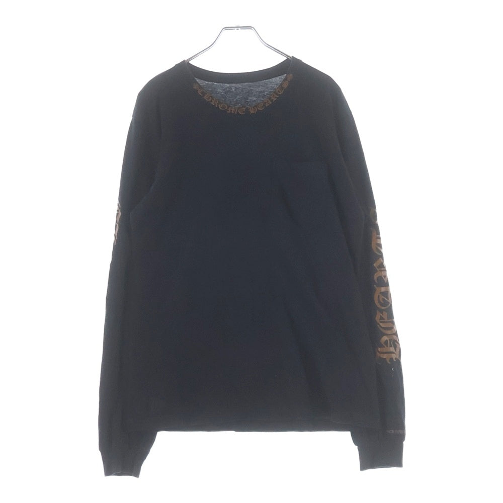 CHROME HEARTS(クロムハーツ) Neck Logo L/S T-Shirt ネックロゴクルーネック長袖Tシャツカットソー ロンT ブラック/ブラウン