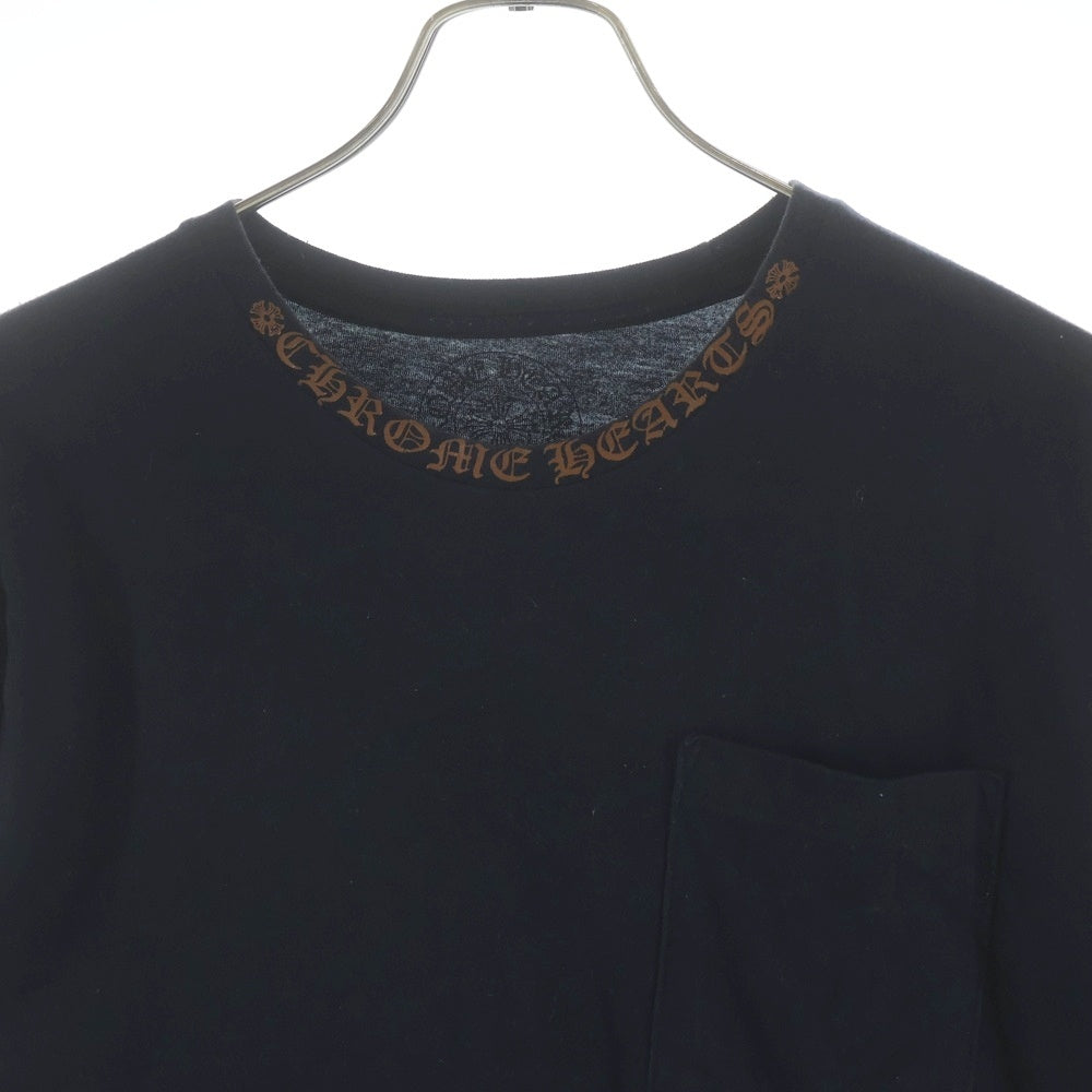 CHROME HEARTS(クロムハーツ) Neck Logo L/S T-Shirt ネックロゴクルーネック長袖Tシャツカットソー ロンT ブラック/ブラウン
