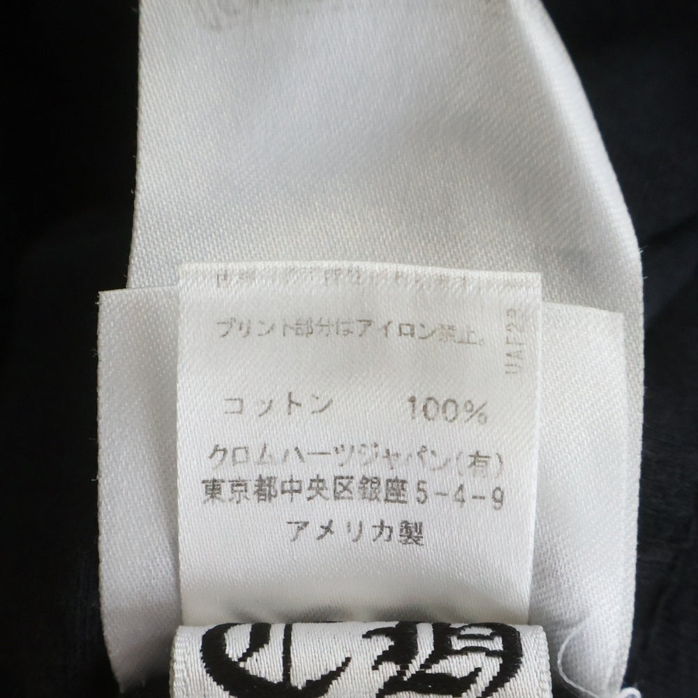 CHROME HEARTS(クロムハーツ) Neck Logo L/S T-Shirt アームフローラル バックホースシュー ネックロゴ プリント クルーネック長袖Tシャツカットソー ロンT ブラック