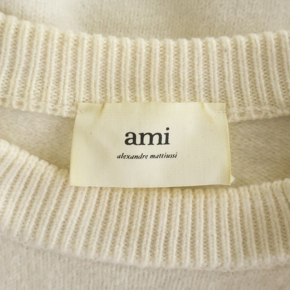 AMI Alexandre Mattiussi(アミアレクサンドルマテュッシ) 18AW フロントハートロゴ タートルネック ハイネックニットセーター アイボリー UKS002