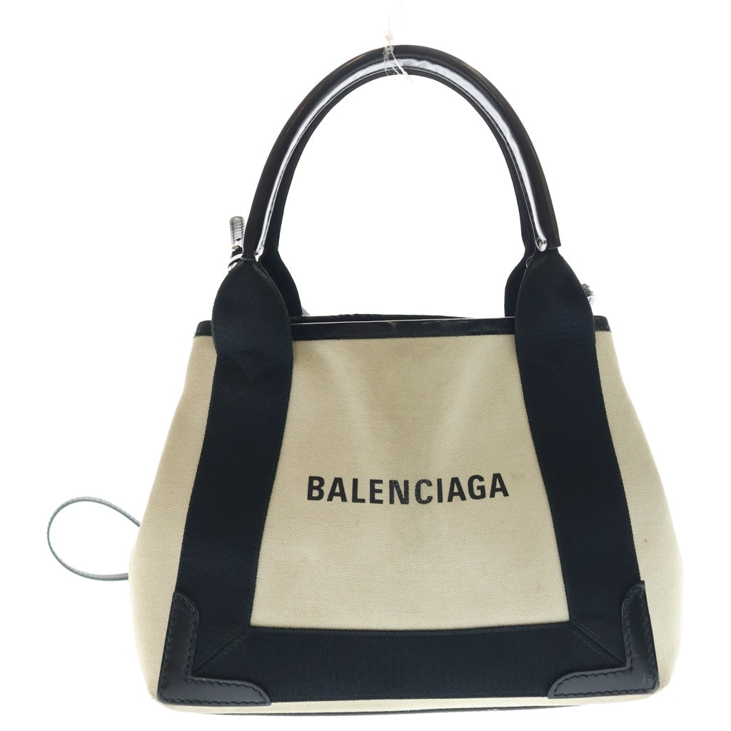 BALENCIAGA(バレンシアガ) ネイビーカバス スモールキャンバストートバッグ ブラック/ベージュ 390346 9260 S 002123