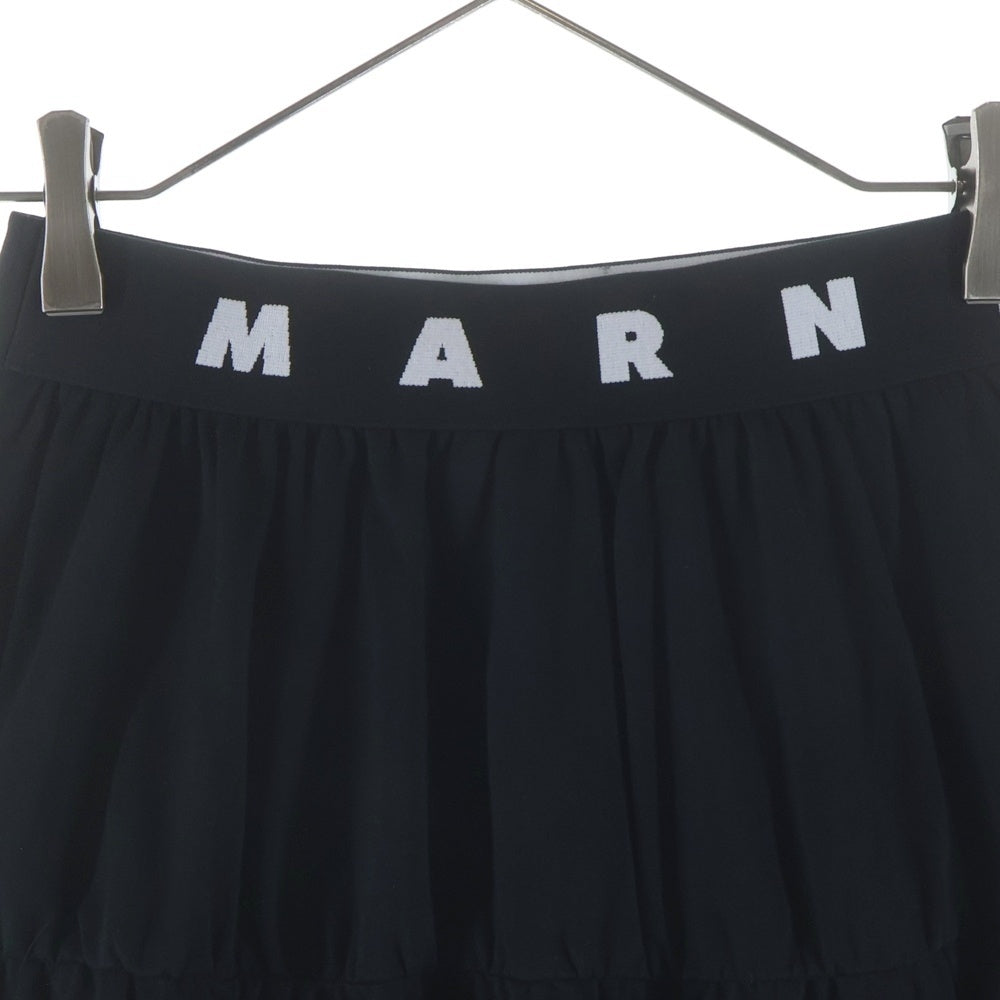 MARNI(マルニ) 22AW ウエストロゴ 切替ロングスカート ブラック キッズ M00514 M00MG 0M900 レディース