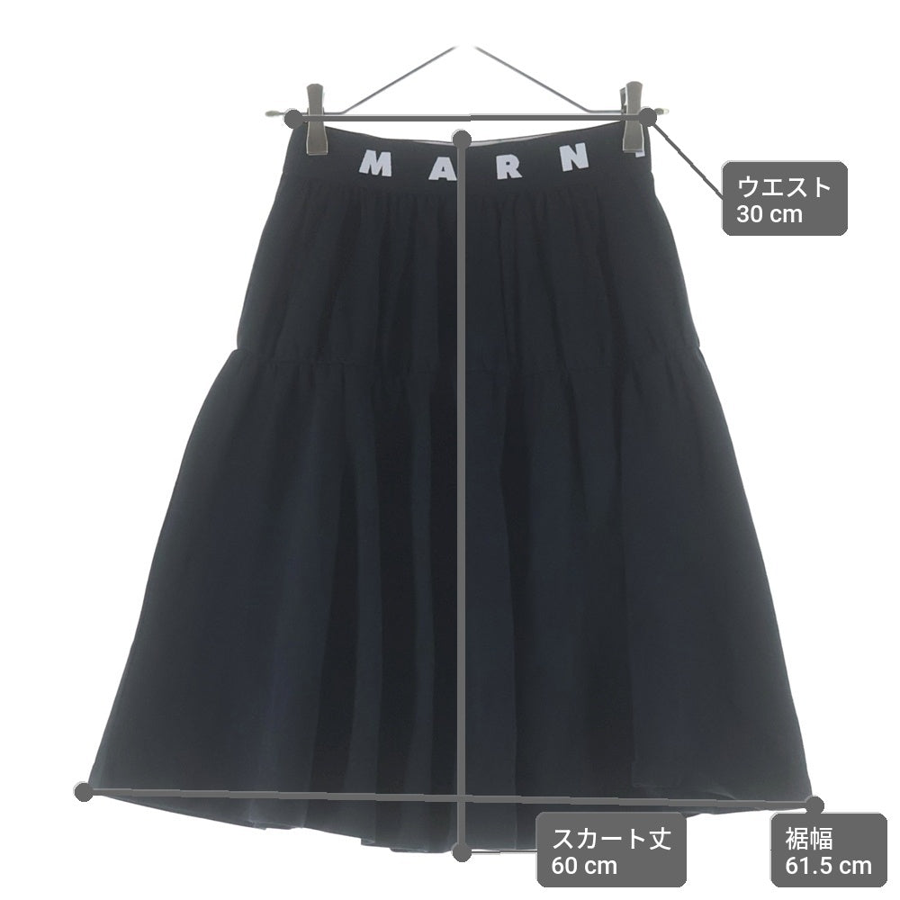 MARNI(マルニ) 22AW ウエストロゴ 切替ロングスカート ブラック キッズ M00514 M00MG 0M900 レディース