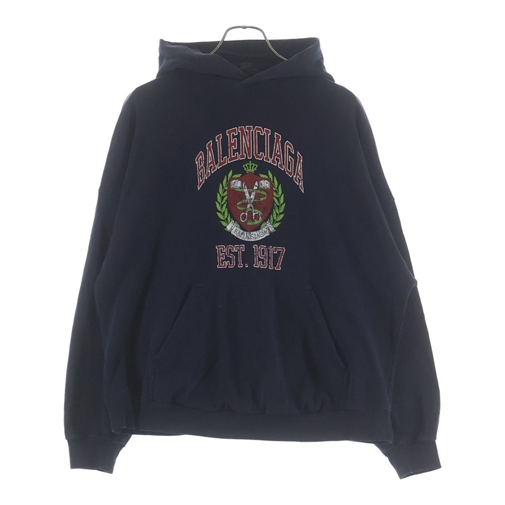 BALENCIAGA(バレンシアガ) 22SS College Wide Fit Hoodie フロントロゴスウェットフーディー ネイビー TLV90