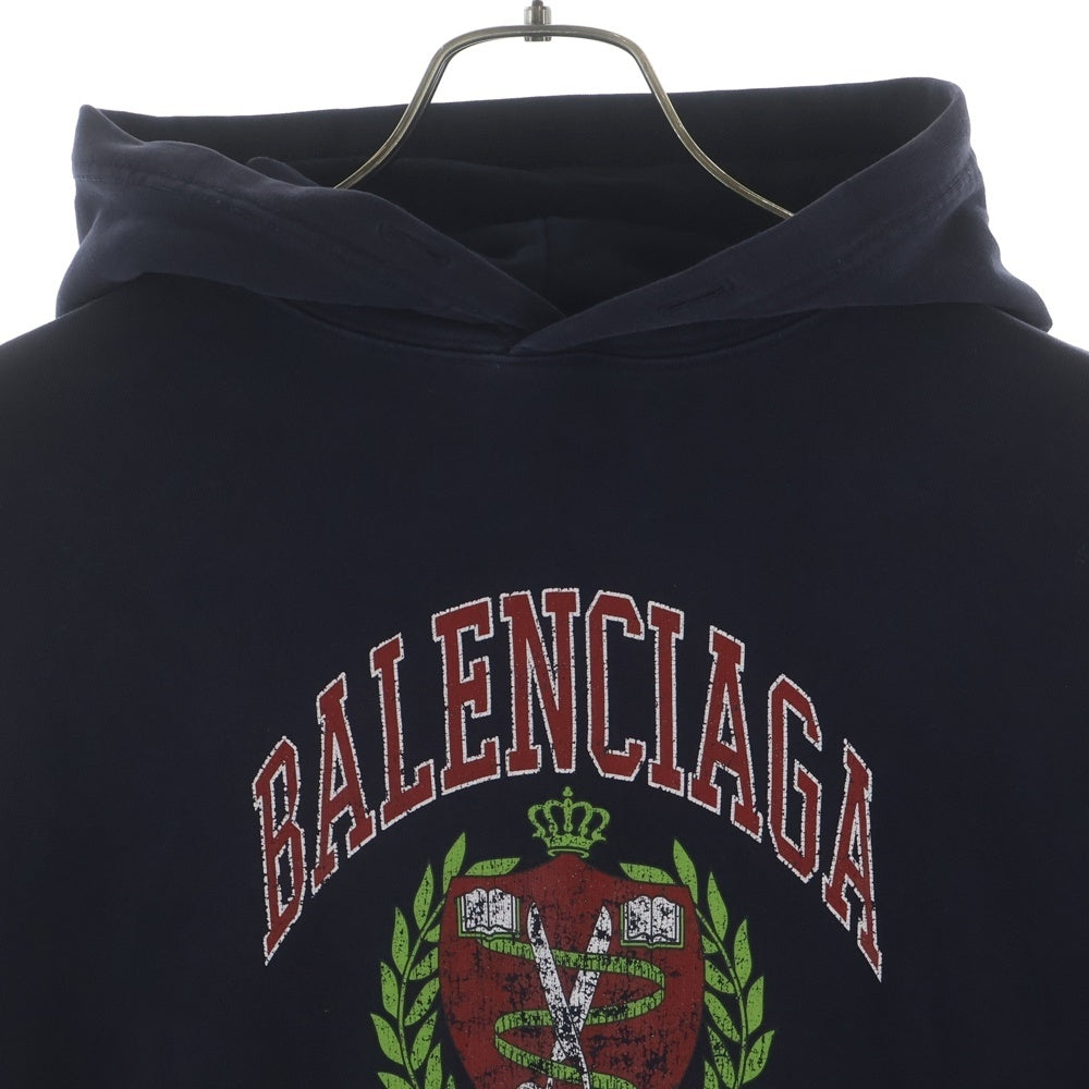 BALENCIAGA(バレンシアガ) 22SS College Wide Fit Hoodie フロントロゴスウェットフーディー ネイビー TLV90