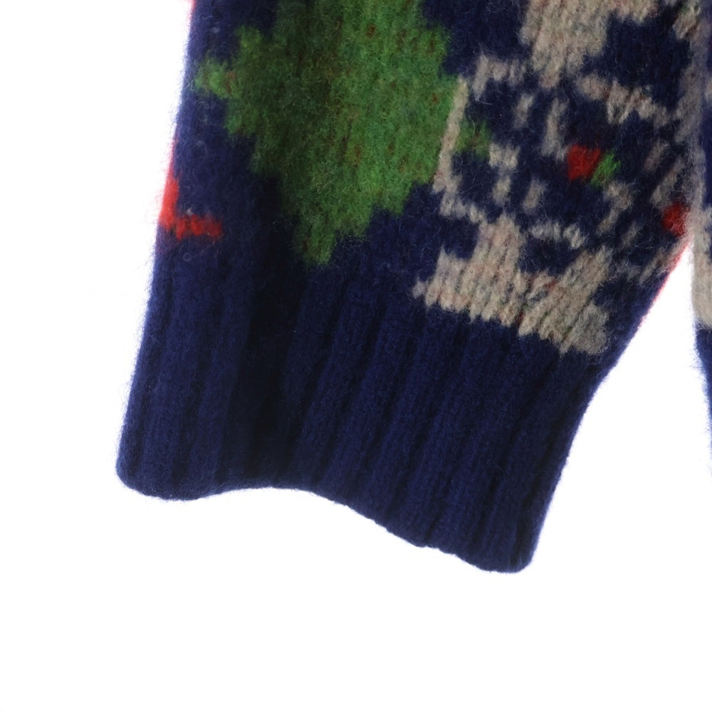 GUCCI(グッチ) 22SS GG Rhombus Wool Cardigan 'Blue' GGロムバス ウール カーディガン 長袖ニット マルチカラー レッド/ネイビー 599284 XKA3M