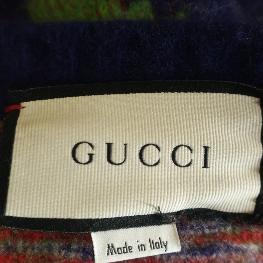 GUCCI(グッチ) 22SS GG Rhombus Wool Cardigan 'Blue' GGロムバス ウール カーディガン 長袖ニット マルチカラー レッド/ネイビー 599284 XKA3M