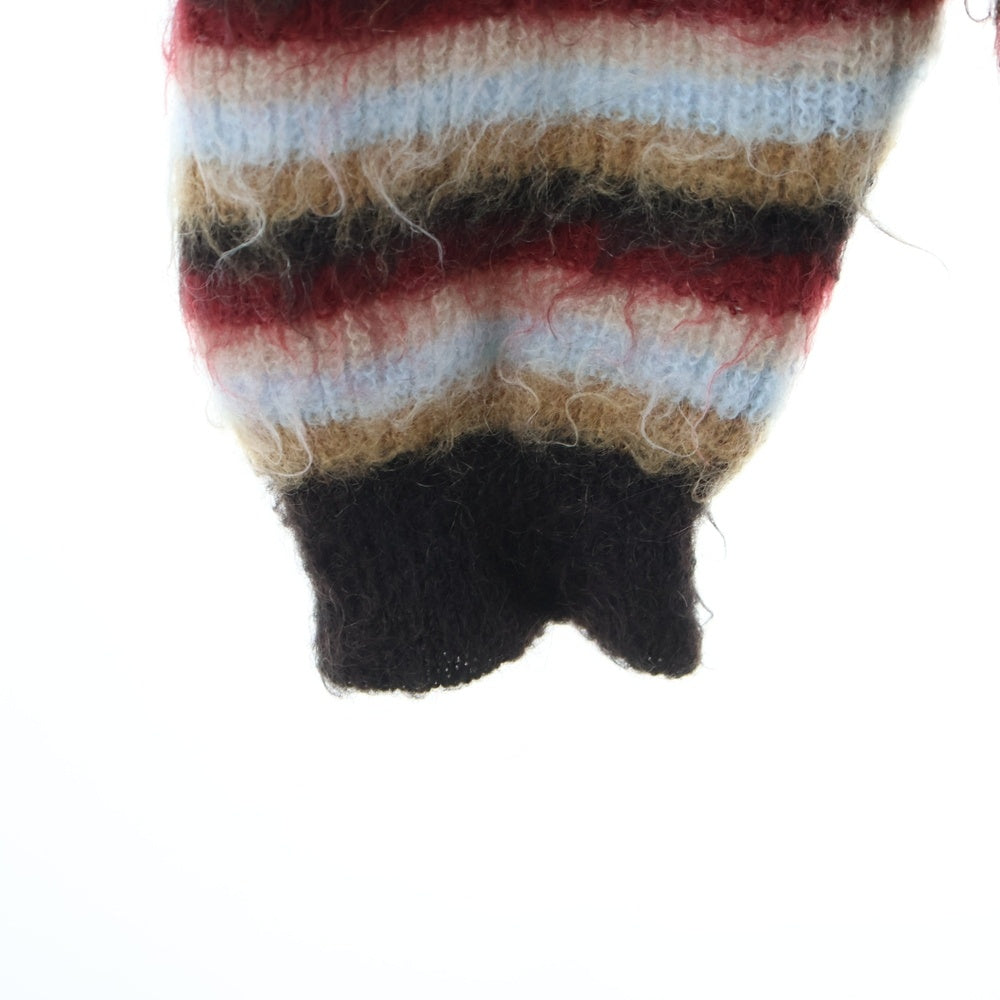 YOKE(ヨーク) 24AW MOHAIR BORDER SWEATER モヘア ボーダー クルーネックニット セーター ブラウン/レッド YK24FW0824S