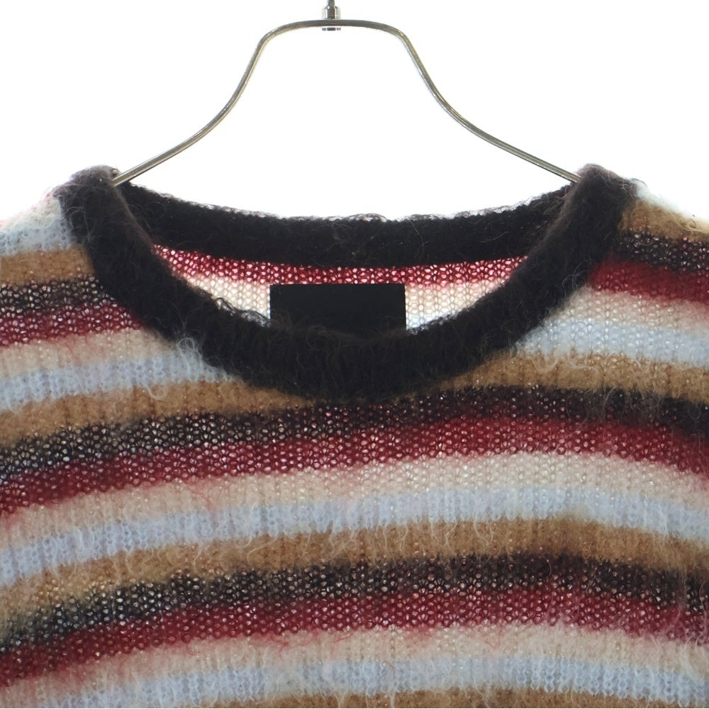 YOKE(ヨーク) 24AW MOHAIR BORDER SWEATER モヘア ボーダー クルーネックニット セーター ブラウン/レッド YK24FW0824S