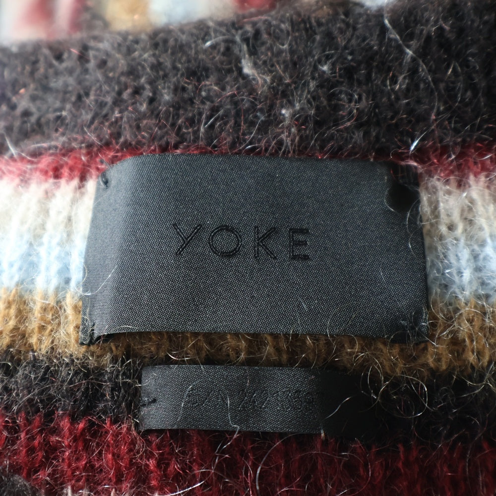 YOKE(ヨーク) 24AW MOHAIR BORDER SWEATER モヘア ボーダー クルーネックニット セーター ブラウン/レッド YK24FW0824S