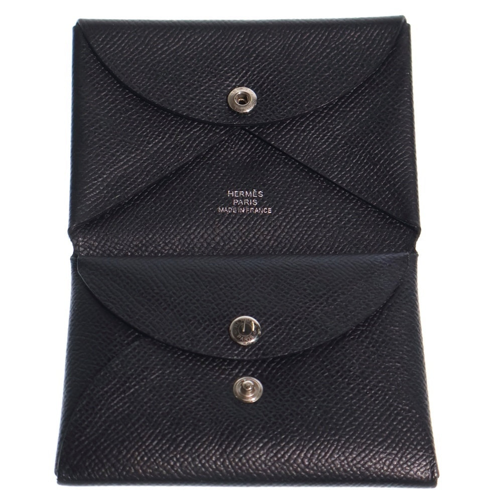 HERMES(エルメス) カルヴィ エプソン レザーカードケース ブラック WMZ011MM