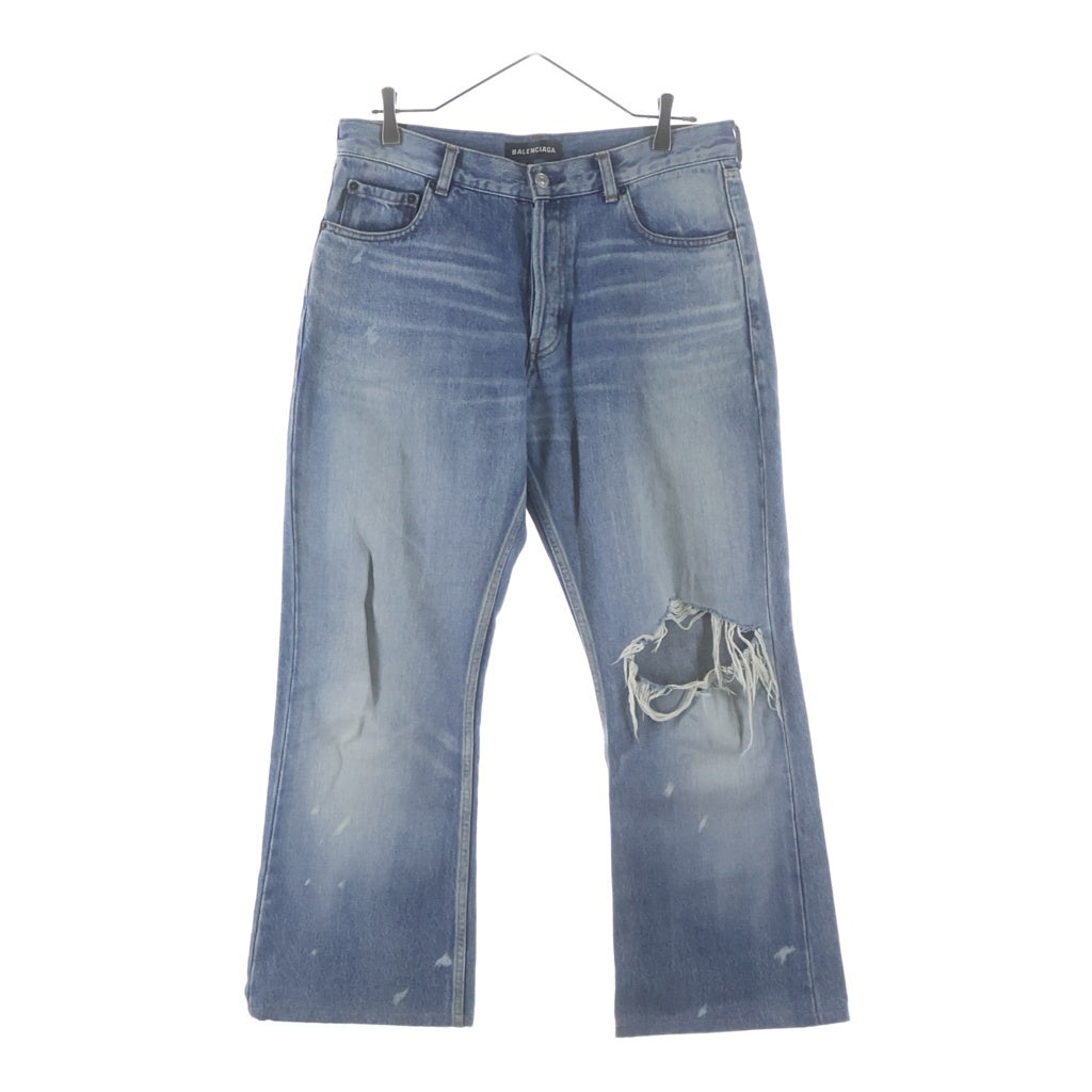 BALENCIAGA(バレンシアガ) 18SS Destroyed Boots Cut Long Denim Pants 536158 デストロイド加工 ブーツカット ロング デニムパンツ ジーンズ インディゴ