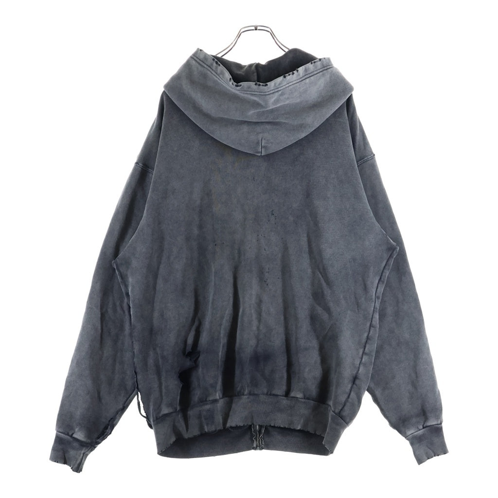 BALENCIAGA(バレンシアガ) 18SS Oversized Zip Hoodie 562488 farfetch限定 ダメージ加工 オーバーサイズ ジップアップパーカー フーディ ブラック
