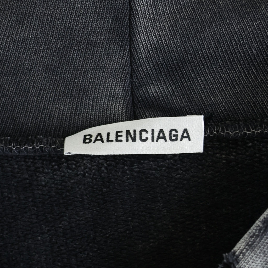 BALENCIAGA(バレンシアガ) 18SS Oversized Zip Hoodie 562488 farfetch限定 ダメージ加工 オーバーサイズ ジップアップパーカー フーディ ブラック