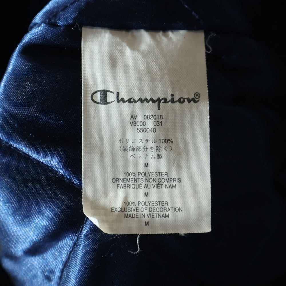 SUPREME(シュプリーム) 18AW ×Champion Hooded Satin Varsity Jacket チャンピオン フーデッドサテン ヴァーシティジャケット ブルゾンジャケット ネイビー